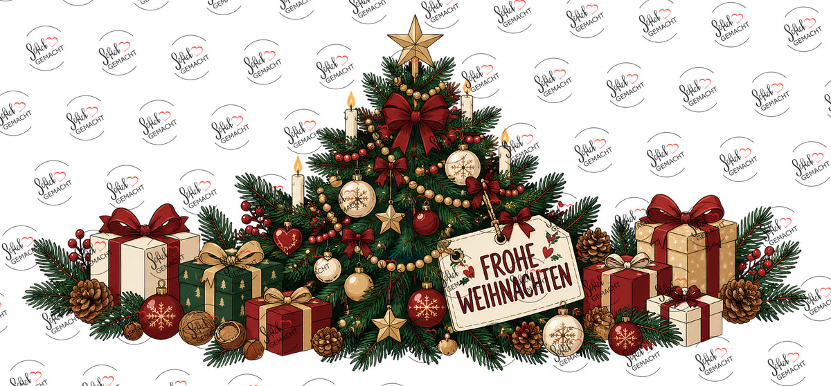Frohe Weihnachten: Tannenbaum mit Geschenken – Hauptmotiv
