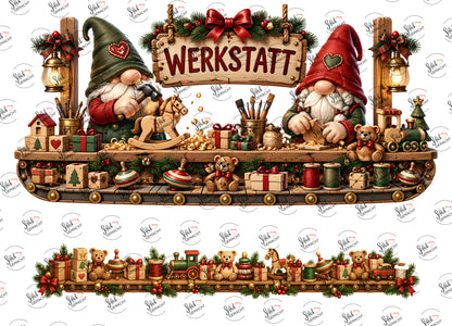 Wichtel-Werkstatt – beide Teile des UV-DTF Stickers