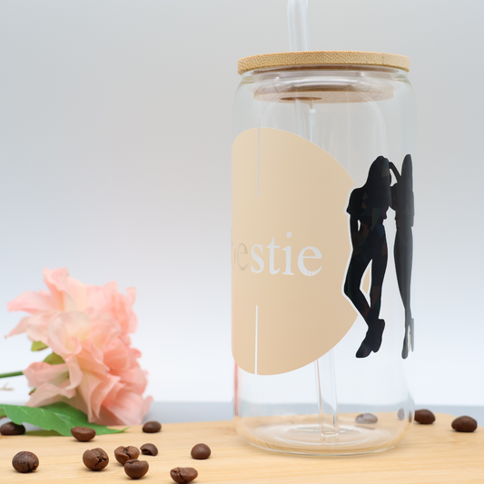 Bestie | Trinkglas 500 ml | Strohhalm + Deckel