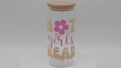 Hot Girls Read | Trinkglas 500 ml | Strohhalm + Deckel