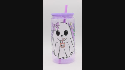 Plastikbecher mit Strohhalm - Ghost Trinkglas