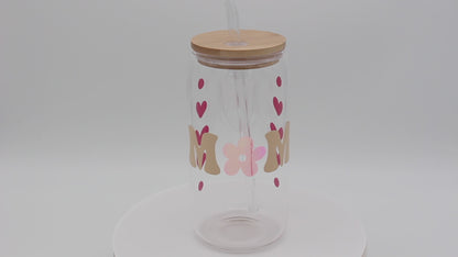 Mom | Trinkglas 500 ml | Strohhalm + Deckel